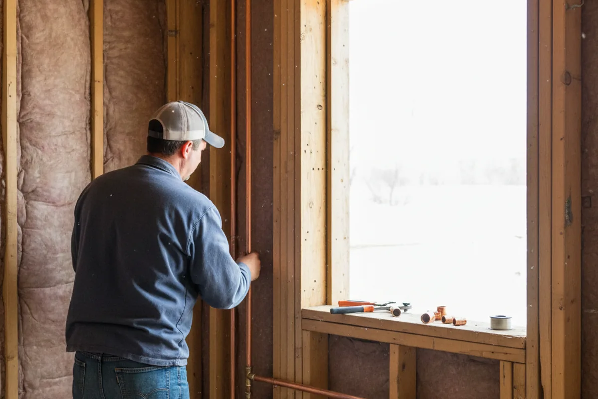 Licensed plumber running new copper supply lines in a Lane home