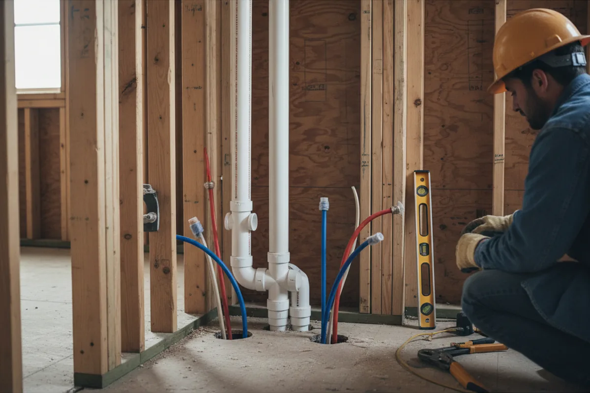 Drain and supply rough-in during Garbage Disposal Repair in Lane