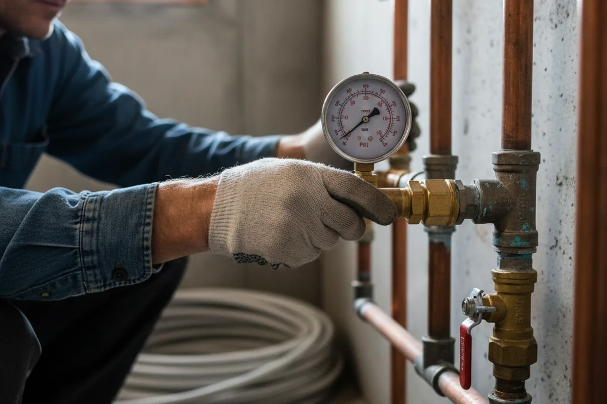 Pressure testing a repaired line during Water Line Repair in Lane