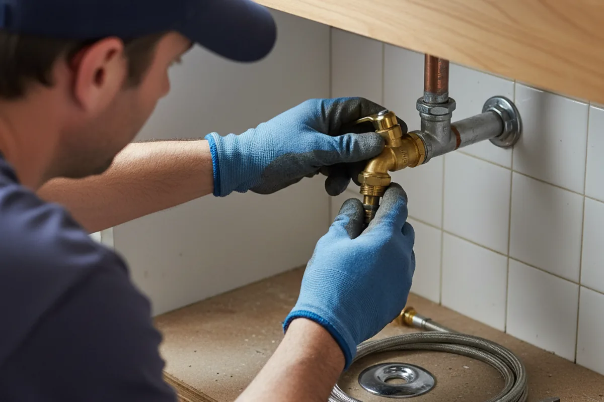 Shutoff valve and fitting work during Faucet and Fixture Repair in Lane